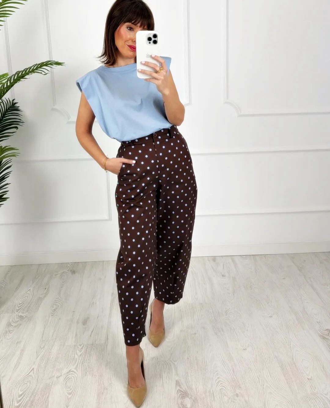 Pantalón lunares marrón