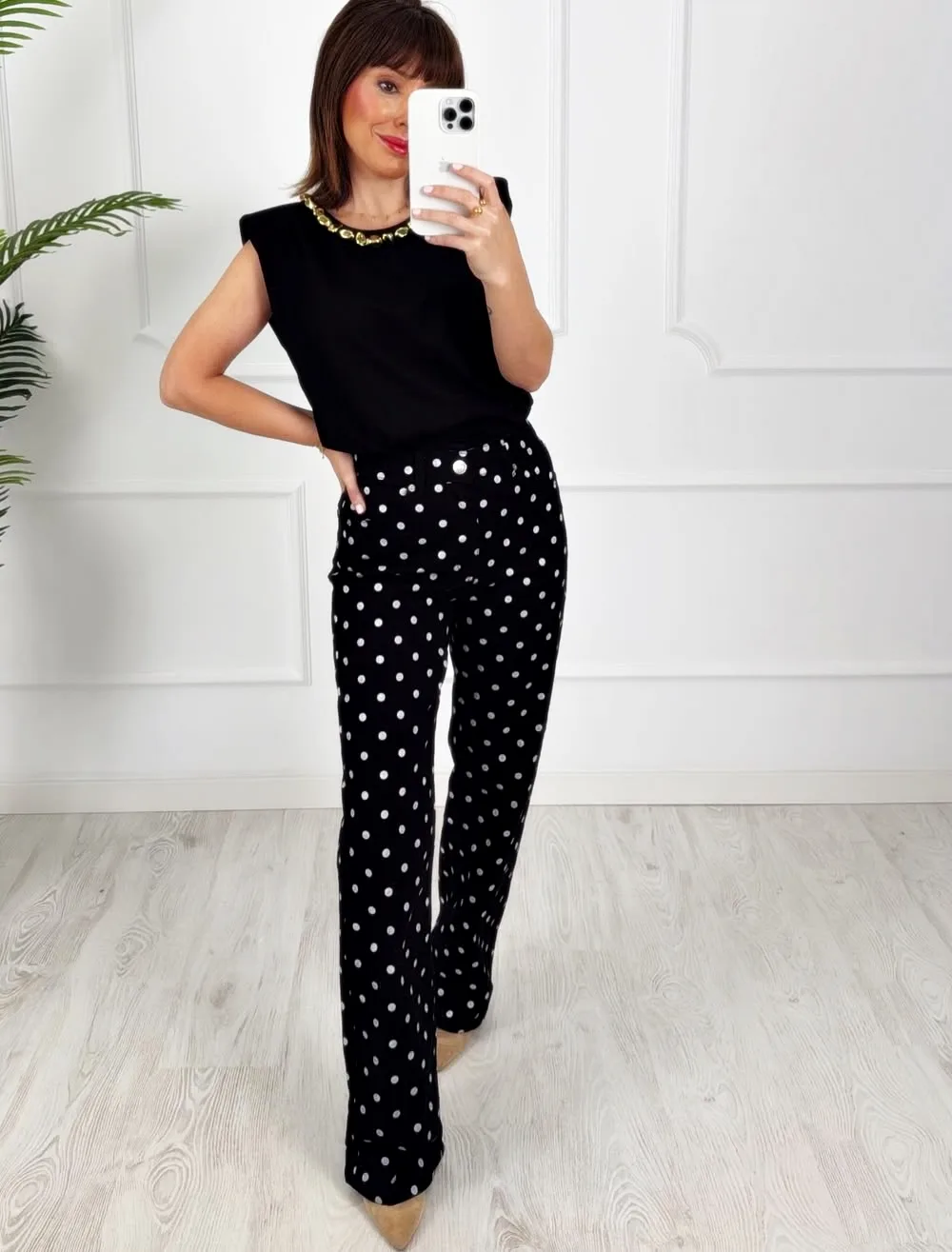 Pantalón lunares negro