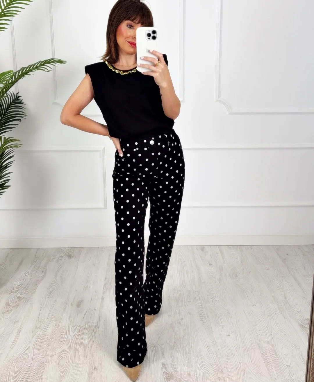 Pantalón lunares negro
