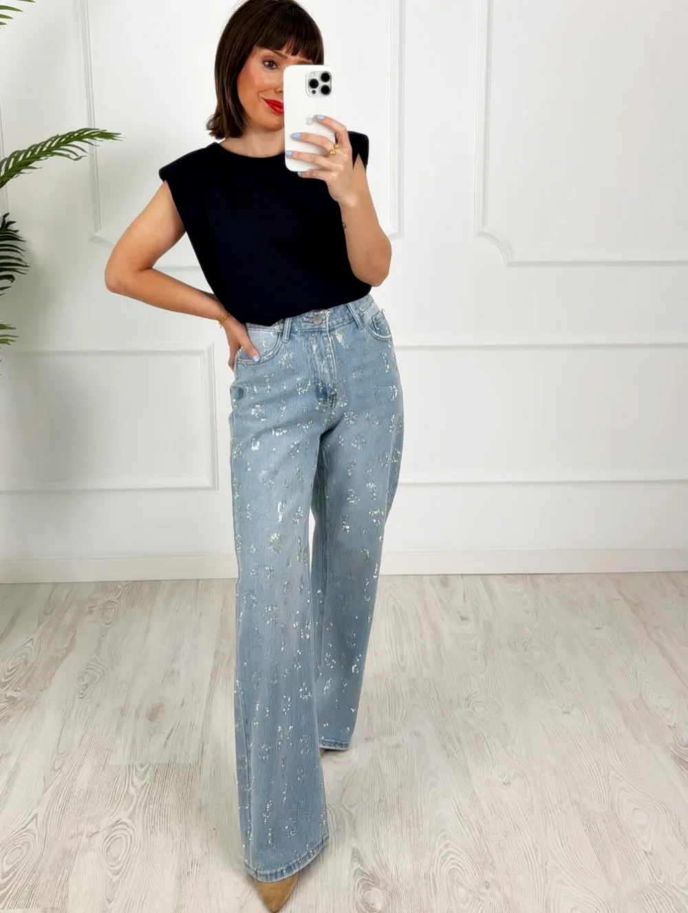 Pantalón reductor leopardo strass
