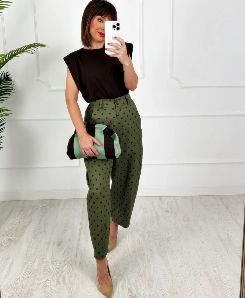 Pantalón lunares verde kaki