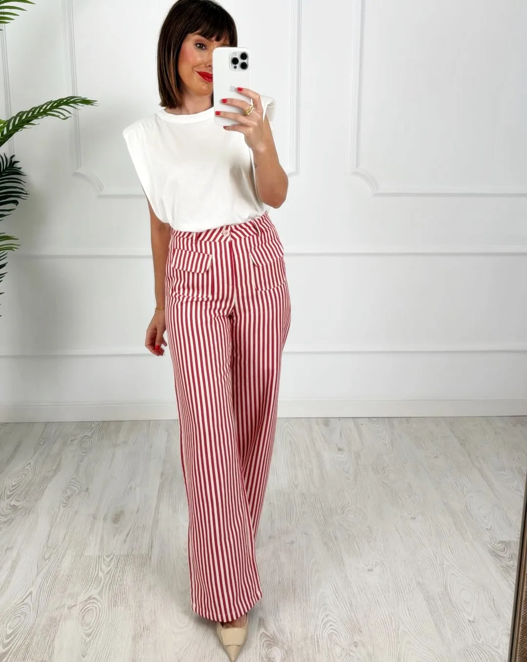 Pantalón bolsillos rayas rojas - Imagen 3