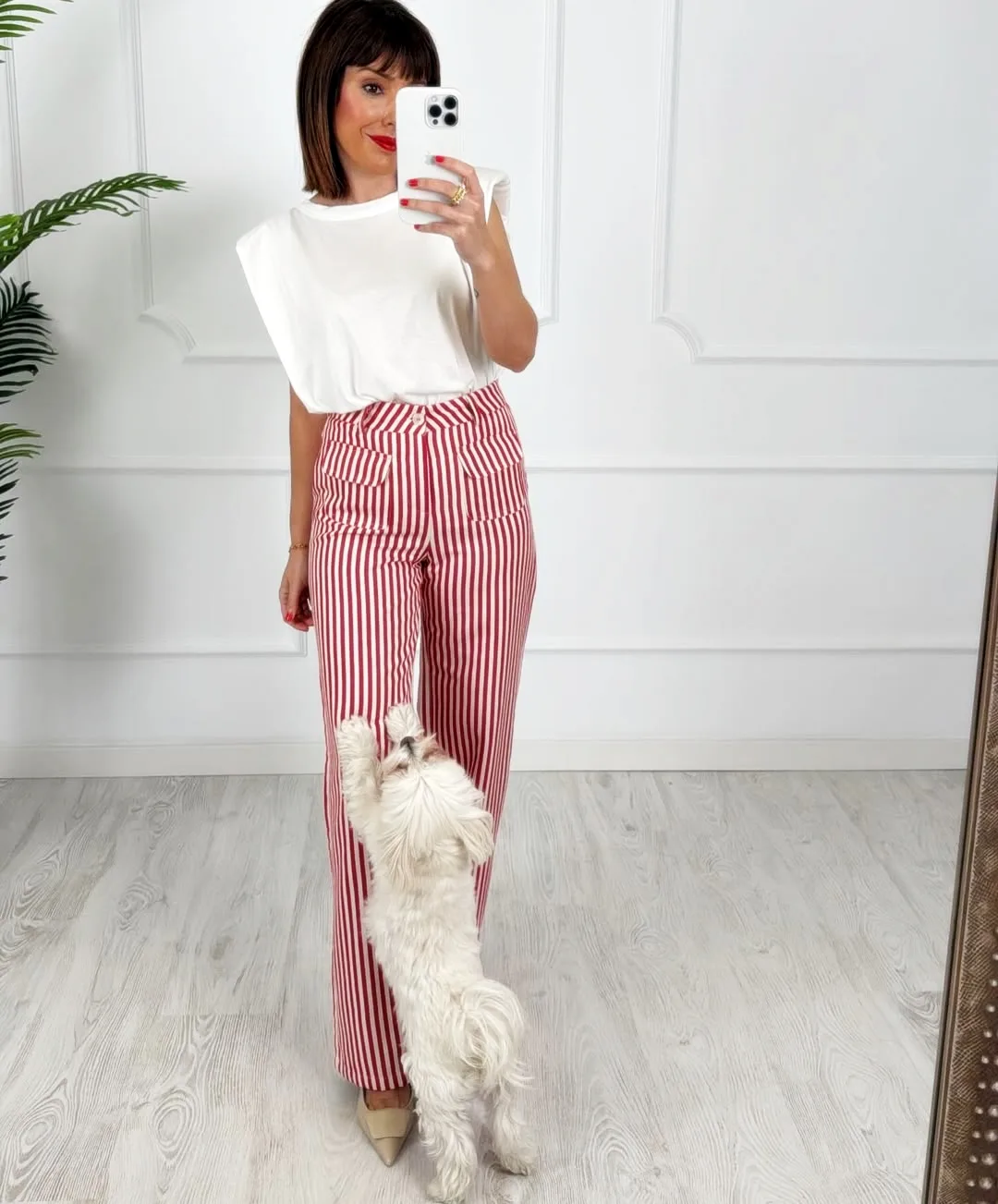 Pantalón bolsillos rayas rojas - Imagen 4